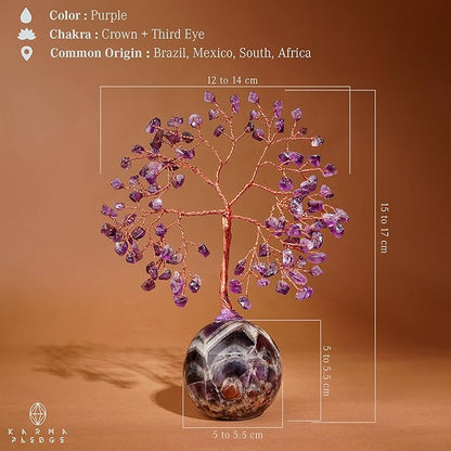 Amethyst Crystal Tree of Life Office Desk Decor, 7 Chakra Reiki Healing, Feng Shui Bonsai Home Decoration Tree for Positive Energy, Money, Good Luck, Yoga, Meditation, Spiritual Gifts for Women