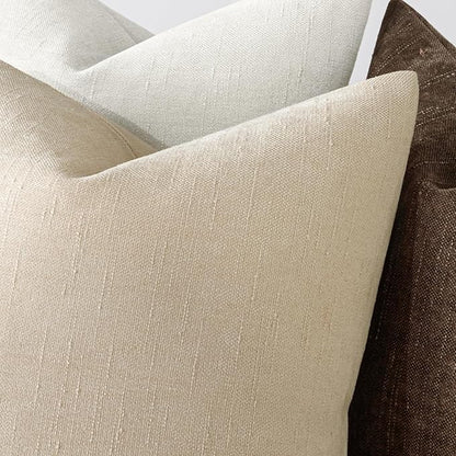 MIULEE Pack of 2 Decorative Throw Pillow Covers Soft Chenille Throw Pillows Solid Textured Cushion Covers Christmas Home Decor for Couch Sofa Bedroom Living Room 18x18 Inch, Light Beige