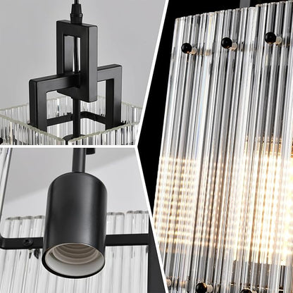 Modern Pendant Light Fixtures with Clear Glass Matte Black Pendant Lights Kitchen Island Adjustable Square Hanging Pendant Lighting for Dining Room Over Sink Hallway 2 Pack 12 inches