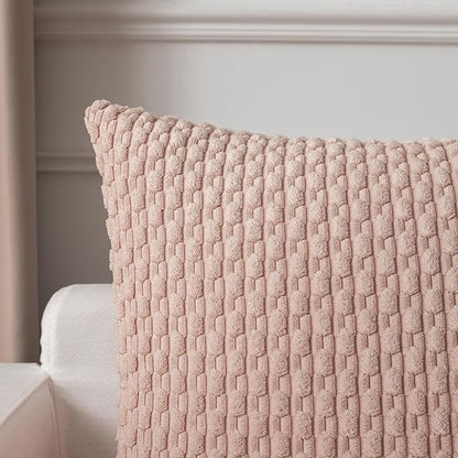 Kevin Textile Valentines Day 12x20 Inch Pillow Cover 1 Pack Boho Decorative Soft Striped Corduroy Lumbar Farmhouse Accent Rectangle Cushion Case for Living Room Couch Sofa Bed, Light Pink