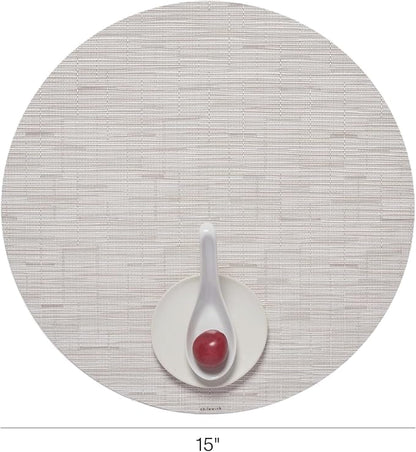 Chilewich Bamboo Placemats Set of 4 - Round Woven Placemats - Reusable, Stain-Resistant, Indoor/Outdoor Tabletop Protection - 15" - Coconut