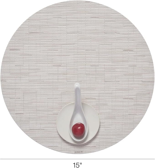 Chilewich Bamboo Placemats Set of 4 - Round Woven Placemats - Reusable, Stain-Resistant, Indoor/Outdoor Tabletop Protection - 15" - Coconut