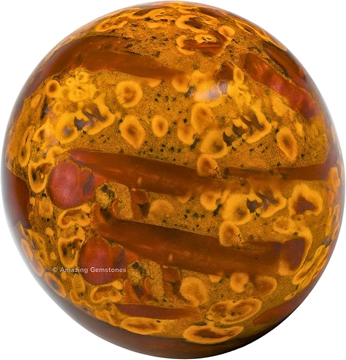 Amazing Gemstone Fruit Jasper Crystal Ball with Stand - 1.5 Inches Crystal Sphere Meditation Balls for Witchcraft and Decorative Balls