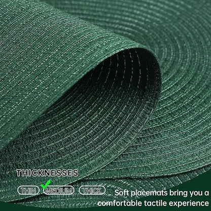 Noctiflorous Oval Braided Placemats Set of 4 Woven 12x18 Inch Non Slip Washable Heat Resistant Place Mats Round Tablemats for Dining Kitchen Party Daily Table Decor Dinner Mats (Solid Forest Green, 4)