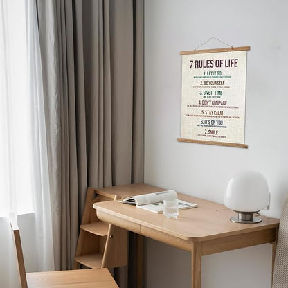 ABoby Rules of Life Boho Room Decor Poster,Inspirational Wall Art Decor, Poster with Wooden Frame Positive Inspirational Quotes for Classroom, Home, Office, Bedroom, and Bathroom