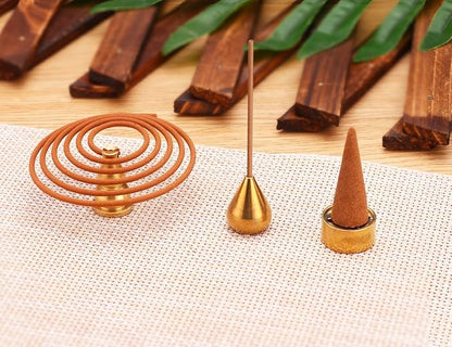 Miupoo Incense Holder, Coil Incense Burner, Incense Cone Burner, Incense Sticks Burner, 3 Styles Brass,6 Pieces