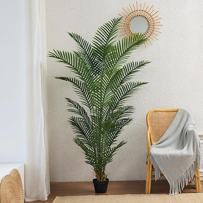 Artificial Palm Tree 6FT Tall Palm Trees UV Resistant Fake Plant Large Potted Faux Tropical Areca Palm Floor Plants for Indoor Outdoor Home Living Room Porch Patio Decor 2 Pack, VN125