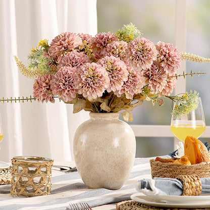 Ceramic Rustic Vase, White Vintage Flower Decorative Vase Chinoiserie Decor Rustic Farmhouse Retro Floral Vases for Table Bookshelf Mantel Kitchen Living Room Office - 7.8inch White