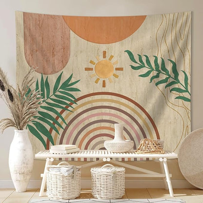 SUOTEMEIFEI Boho Plant Art Tapestry,retro Plants Tapestry Sunset Landscape Abstract Aesthetic Wall Bedroom Living Room Decor College Dorm Wall Hanging