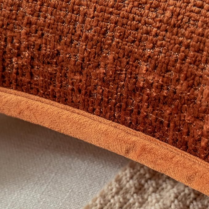 Yaertun Pack of 2 Chenille Textured Decorative Throw Pillow Covers Accent Solid Cushion Cover Soft Cozy Pillow Case with Velvet Back for Couch Sofa Bed Living Room 26x26 Inch Burnt Brick