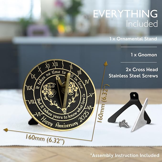 The Metal Foundry Personalized Sundial ‘What Love is’ - Heavy Duty Recycled Brass Home Decor Or Garden Present Idea Made in The UK for Parents, Grandparents, Friends, Couples