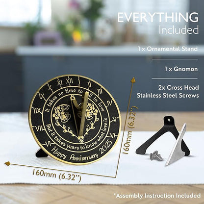 The Metal Foundry Personalized Sundial ‘What Love is’ - Heavy Duty Recycled Brass Home Decor Or Garden Present Idea Made in The UK for Parents, Grandparents, Friends, Couples