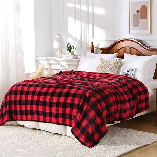 Viviland Checkered Blanket Queen Size Blanket - Soft Fuzzy Cozy Buffalo Plaid Queen for Bed, 90x90 inches