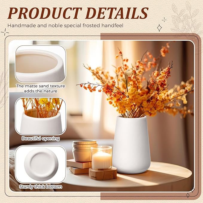 Tioncy 15 Pack White Ceramic Bud Vases Bulk Christmas Decoration 3.9 Inch Boho Small Flower Ceramic Vases for Centerpieces for Dry Flowers Pampas Garss Home Wedding Table Decor(Stylish)