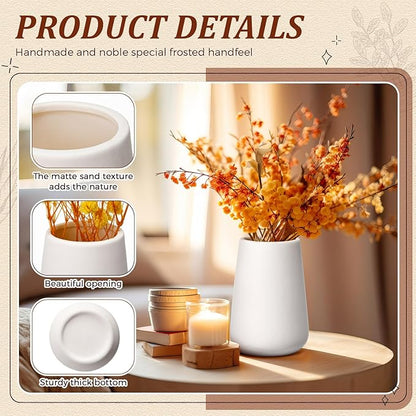 Tioncy 15 Pack White Ceramic Bud Vases Bulk Christmas Decoration 3.9 Inch Boho Small Flower Ceramic Vases for Centerpieces for Dry Flowers Pampas Garss Home Wedding Table Decor(Stylish)