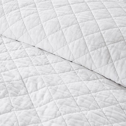 WDCOZY 100% Pre-Washed Cotton King Size Quilt Set - White Ruffle Box Soft Lightweight Bedspread, Textured Like Linen, Farmhouse Country Rustic Coverlet, Shabby Chic Gauze Bedding, 3 Pieces