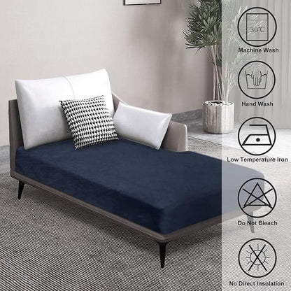 Couch Cover 1 Piece Chaise Lounge Cover Velvet Sectional Couch Cushion Covers Separate L Shape Sofa Slipcovers Furniture Protector for Dogs Pets (Chaise or Sofa 3-Seater, Navy)