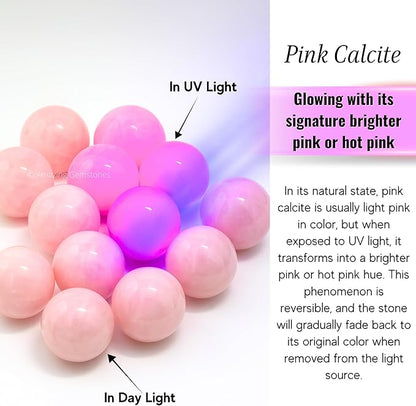 Amazing Gemstone Pink Calcite Crystal Ball with Stand - 1.5 Inches Crystal Sphere Meditation Balls for Witchcraft and Decorative Balls