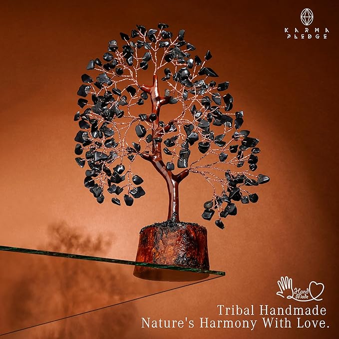 Black Obsidian Healing Crystal Tree Spiritual Gifts for Women, Handmade Home & Office Decor, Chakra Tree of Life Bring Positive Energy, Good Luck, Money, Yoga, Reiki Healing, Fathers Day Gifts for Dad