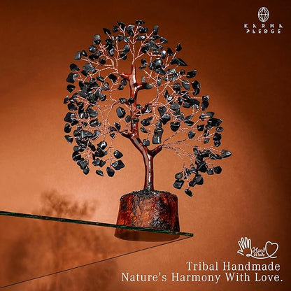 Black Obsidian Healing Crystal Tree Spiritual Gifts for Women, Handmade Home & Office Decor, Chakra Tree of Life Bring Positive Energy, Good Luck, Money, Yoga, Reiki Healing, Fathers Day Gifts for Dad
