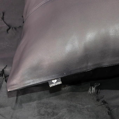 LL LEATHER LOVERS Lambskin Leather Pillow Cover - Sofa Cushion Case - Decorative Throw Covers for Living Room & Bedroom, 22x22 Inches - Black Pack of 1
