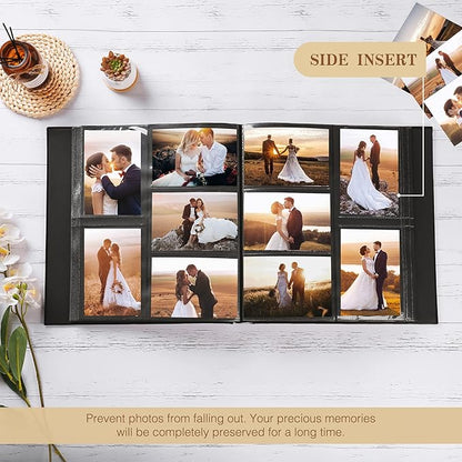 potricher Photo Album 4x6 1000 Photos Leather Cover Large Capacity Picture Albums with 1000 Horizontal and Vertical Pockets for Family Wedding Anniversary and Baby (White)