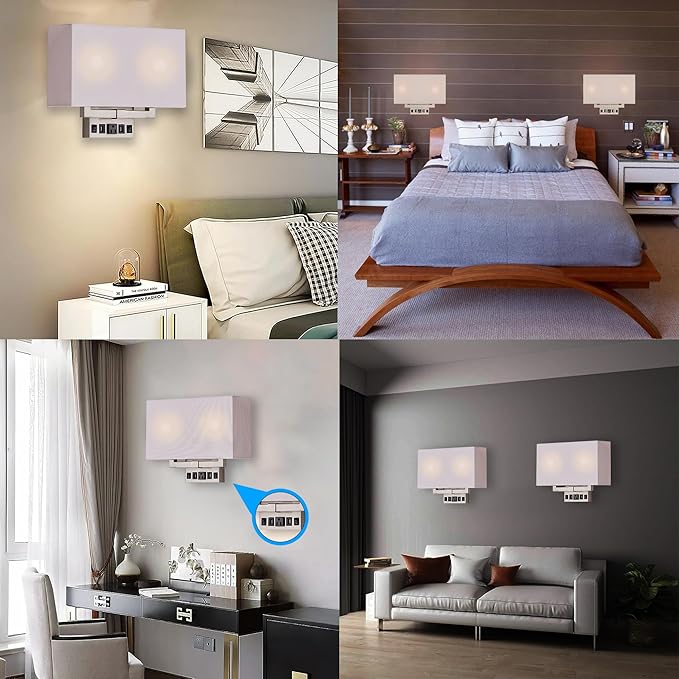 LEDMyplace 2-Light LED Wall Sconce Lighting Fixture, 120V, E26 Base, Iron Body and Acrylic Shade, UL Listed, Brushed Nickel Finish, Modern Decorative Lighting for Bathroom, Bedroom