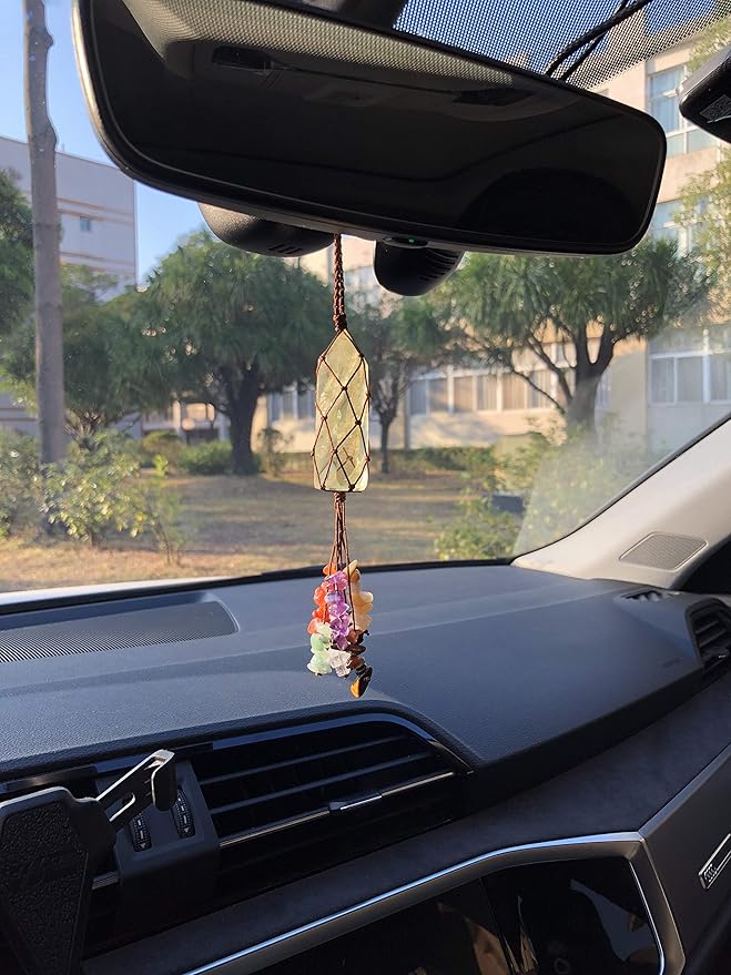 Home Decor Hanging Ornaments Natural Citrine Chakra Ornaments Gemstones Reiki Feng Shui Ornament Window Car Ornament