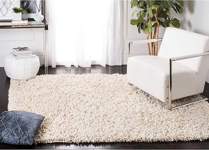 SAFAVIEH Sheep Shag Collection 4' x 6' Ivory SSG212A Handmade 1-inch Thick Area Rug