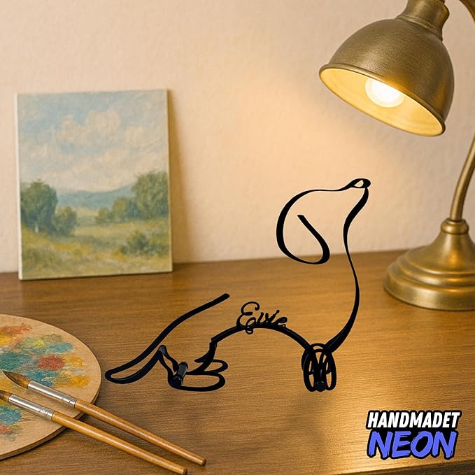 Personalized Devon Rex Cat Minimalist Sculpture, Custom Cats Name Metal Desk Decor, Decorative Home Aesthetic Table Sign Gifts For Officer, Friends, Animal Lover, Kids, Mom, Dad (Dachshund)