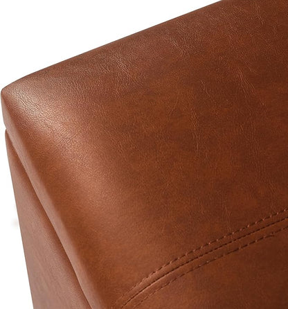 Joveco 24" Leather Storage Ottoman Bench, Rectangle Foot Rest Stool for Living Room, Bedroom, Entryway, Cognac Brown