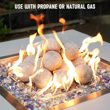 Stanbroil Ceramic Balls - 3” Round Fire Stones for Fire Pit Fire Bowl and Fireplace - Set of 15, Gray