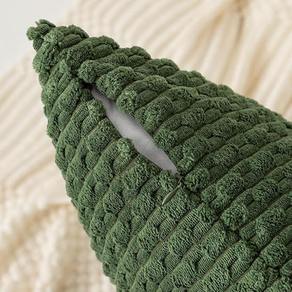 Kevin Textile Throw Pillow Covers Soft Corduroy Decorative Set of 2 Boho Striped Pillow Covers Pillowcases Farmhouse Home Decor for Couch Bed Sofa Living Room 22x22 Inch Moss Green