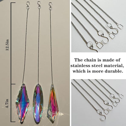 3PCS 5" Large Crystal Sun Catcher Prisms, Hanging Suncatchers with Glass Prism, Rainbow Maker for Room, Windows,Garden,Fantasy Aesthetic Home Decor. (YGBS02)