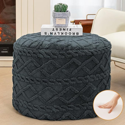 Pouf Ottoman Boho Poof Home Décor Floor Pouffe Handmade Circular Ottoman Footrest for Bedroom Foot Stool Poufs for Living Room 20x20x14 Inches