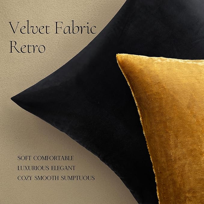 MIULEE Dark Gold Pillow Covers 18x18 Inch Decorative Velvet Soft Solid Throw Pillow Covers Modern Home Decor for Couch Sofa Bedroom Living Room
