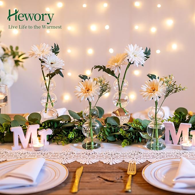 Glass Bubble Vases for Flowers, Hewory 2pcs Clear Unique Cute Single Flower Vase for Centerpieces, Funky Aesthetic Vase Skinny Bud Vase, Cool Groovy Decor for Home Living Room Bedroom Office Tabletop