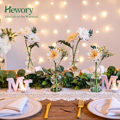 Glass Bubble Vases for Flowers, Hewory 2pcs Clear Unique Cute Single Flower Vase for Centerpieces, Funky Aesthetic Vase Skinny Bud Vase, Cool Groovy Decor for Home Living Room Bedroom Office Tabletop