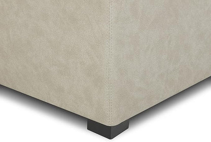 CHITA Storage Ottoman Cube with Tray Lid, Small Footstool with Storage, Square End Table for Living Room and Bedroom, Faux Leather in Stone Gray