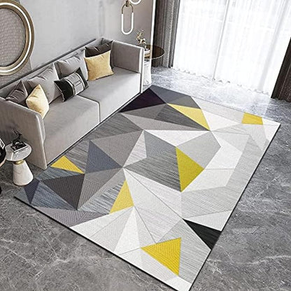 Abstract Yellow White Geometry Area Rug, Line Geometry Art Home Decor Rug, Easy Clean Carpet for Living Room Bedroom Kitchen Dining Room Home Office Floor Rug 8ftx10ft
