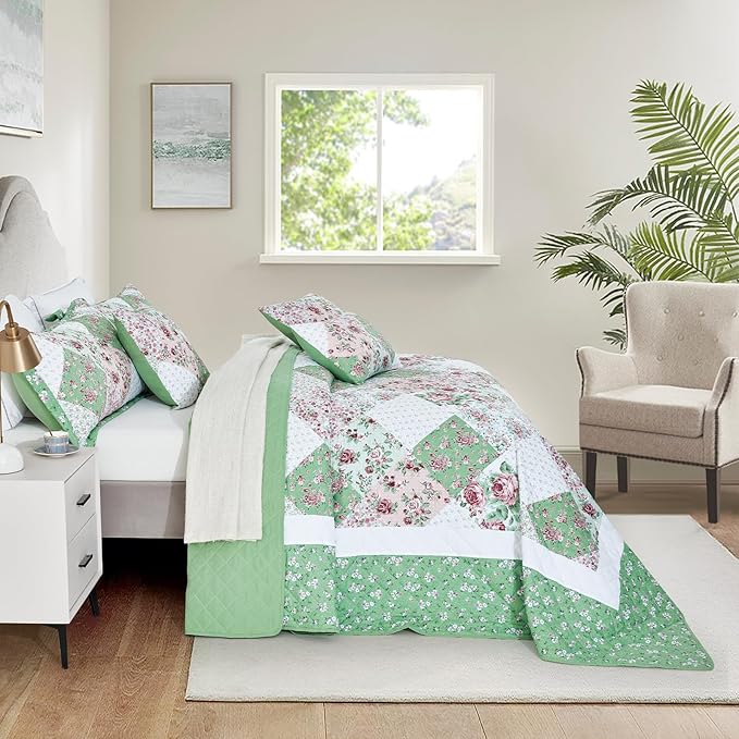 Oversized King Bedspread, Reversible, 6 Piece, 100% Microfiber, King/Cal King, Rose