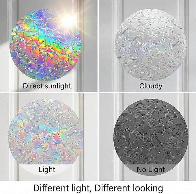 32 Pcs Star Window Clings, Anti Collision Window Decals to Save Birds, Non-Adhesive Rainbow Stickers, Sun Catcher Stickers Aesthetic Decor