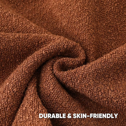 HAUSSY Set of 2 26x26 Decorative Throw Pillow Covers, Soft Cozy Euro Pillow Shams Textured Boucle, Home Decor for Couch Bed Living Room, Rust