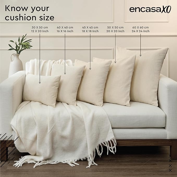 Encasa XO Velvet Throw Pillow Covers 24x24 in (60x60 cm) - Red - No Inserts, Pack of 2 Cases | Solid Plain Dyed Soft & Smooth, Square Decorative Cushion Covers for Living & Bedroom
