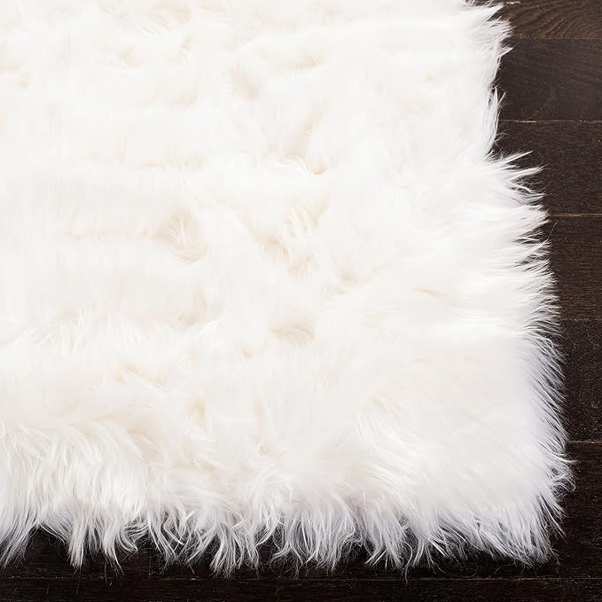 SAFAVIEH Faux Sheep Skin Collection Runner Rug - 2'6" x 8', Ivory, Silken Glam Design, Non-Shedding & Easy Care, 2.35-inch Thick Ideal for High Traffic Areas in Living Room, Bedroom (FSS235A)