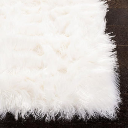 SAFAVIEH Faux Sheep Skin Collection 9' x 12' Ivory FSS235A Silken Glam 2.35-inch Thick Area Rug