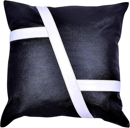D DOLLY LAMB Lambskin Leather Pillow Cover - Sofa Cushion Case - Decorative Throw Covers for Living Room & Bedroom, 18x18 Inches - Blue Pack of 2