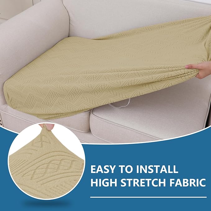hyha Individual Couch Cushion Covers, Stretch Magic Sofa Seat Cushion Covers Washable, Dog Couch Sofa Slipcover for Pets, Kid with Elastic Bottom(Large, Taupe)