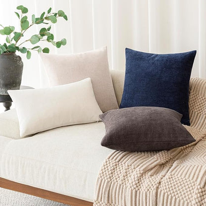 Foindtower Pack of 2 Soft Textured Throw Decorative Pillow Covers Square Accent Solid Cushion Cover Cozy Farmhouse Pillow Case with Zipper for Couch Sofa Bedroom Living Room 16x16 Inch, Charcoal