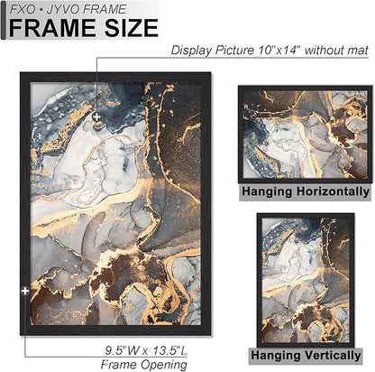 Engineered Wood 10x14 Picture Frame, Black Frame for 10 x 14 Inch Picture Poster Photo, Light Weight 10 by 14 Frame with Wood-grain for Wall - 1 Pack/Black/10 x14